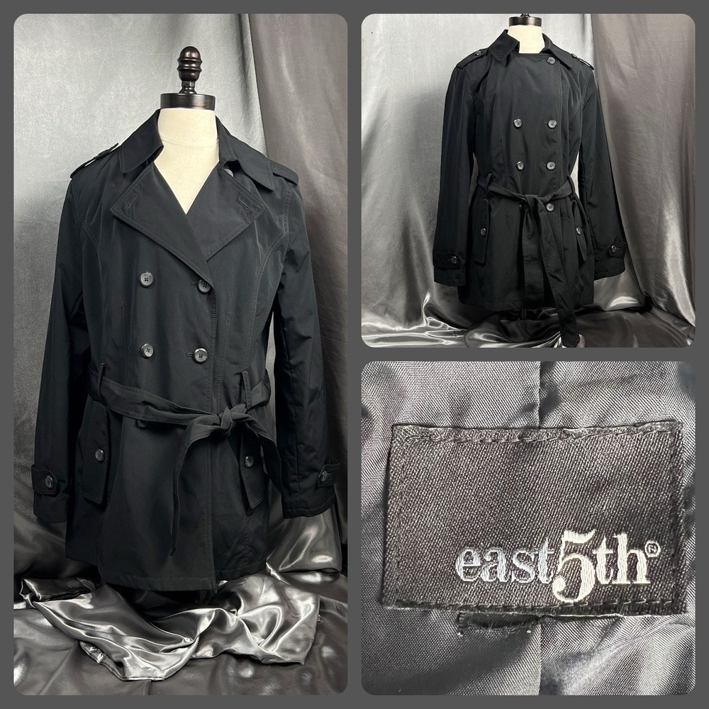 East 5th Womens M Belted Trench Coat Double Breasted All Weather Fall‎ Fashion